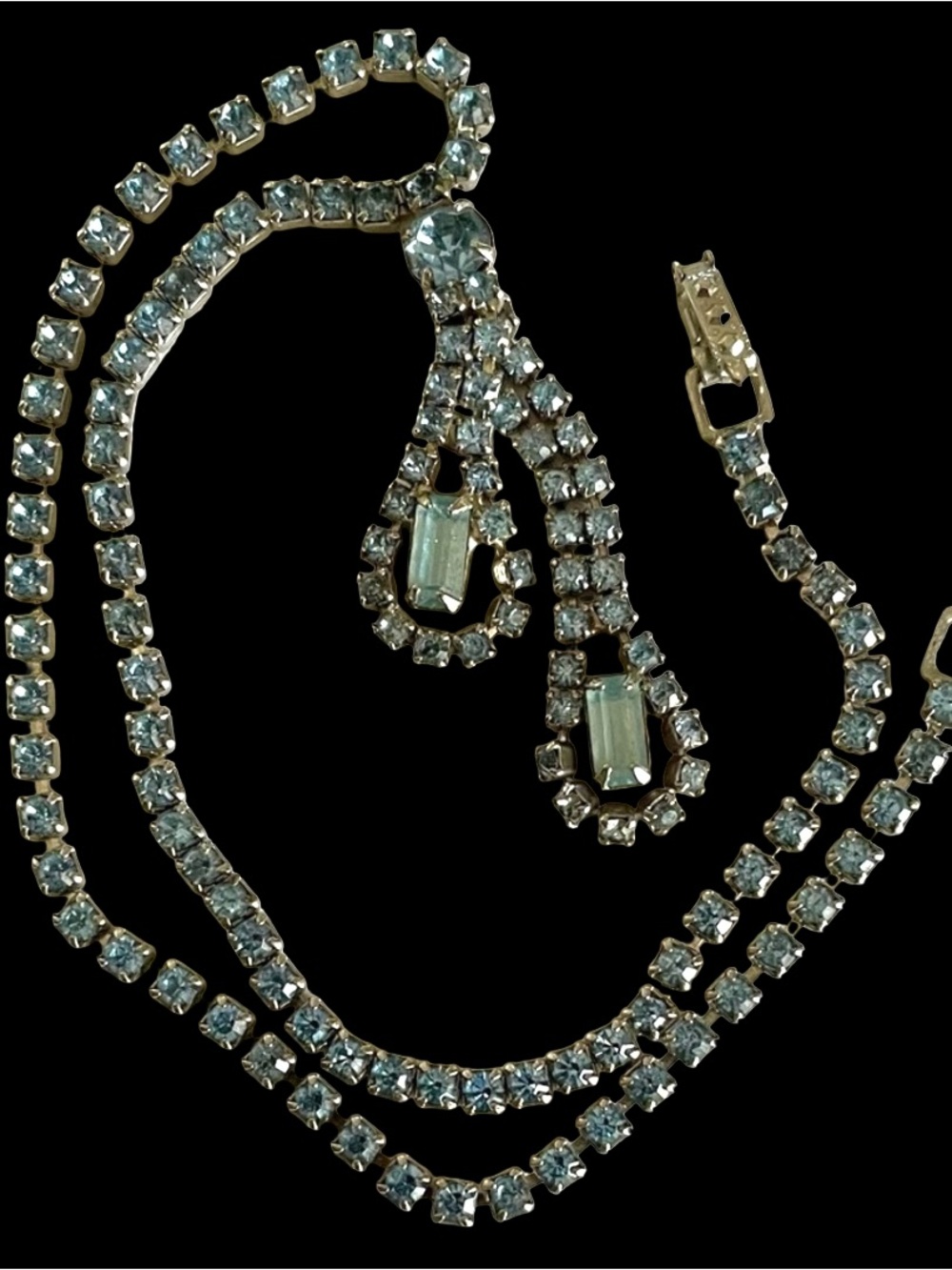 Mid-Century Pale Blue Rhinestone Necklace